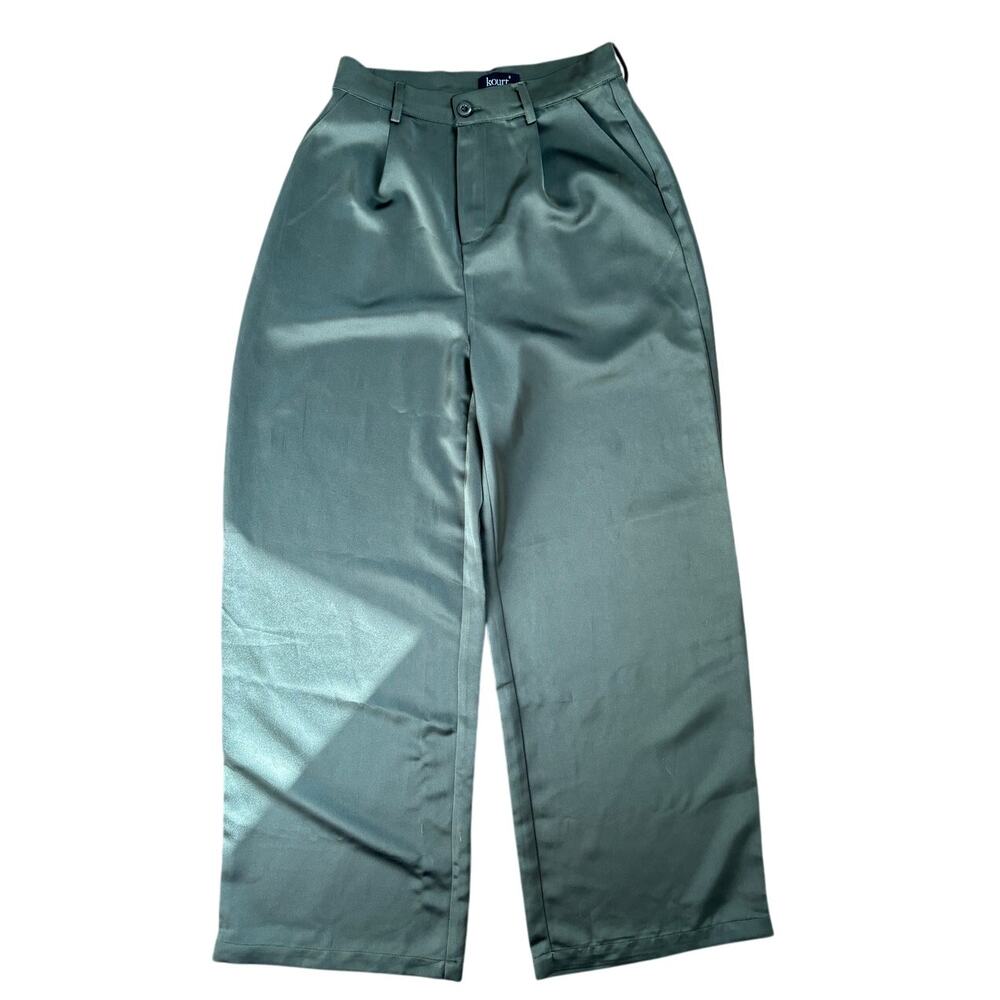 Kourt Dixion Wide Leg Trousers Army Green Size S Modern Minimal Style